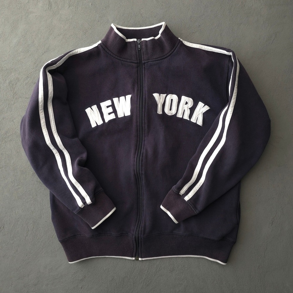 Vintage 90s Full Zip Track Jacket Size M Navy Blue New York R.A.G.